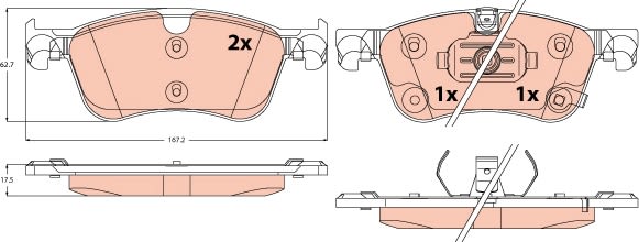 Комплект гальмівних колодок передн , NISSAN QASHQAI III, TOWNSTAR, TOWNSTAR EVALIA, X-TRAIL IV 1.3/1.3H/1.5H 04.21- фото 2