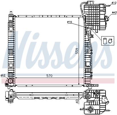 Радіатор охолоджування MERCEDES V-CLASS V200 CDI 99- NISSENS (62559A) Nissens фото 11
