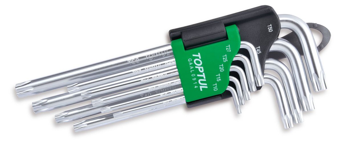 Jeu de clés TORX TOPTUL 9 pièce longue | motointegrator