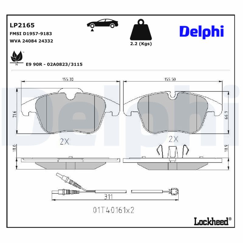 Комплект гальмівних колодок передн , CITROEN C5 I, C5 II, C5 III, PEUGEOT 407, 508, 508 I 1.6-2.2D 03.01- фото 4