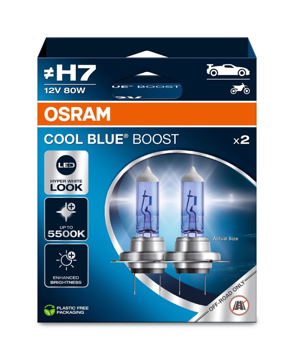 Автолампа галогенова 80W H7 12V 80W 5500K PX26D / COOL BLUE® BOOST - БІЛО-БЛАКИТНЕ СВІТЛО, OSRAM (62210CBB-2HB) osram фото 5