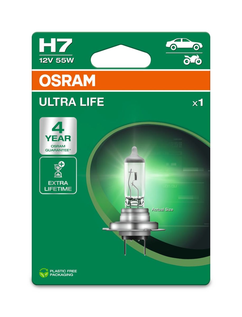 Автолампа галогенова 55W H7 12V 55W PX26D / ULTRA LIFE - В 4 РАЗИ ЗБІЛЬШЕНО СТРОК СЛУЖБИ / OSRAM (64210ULT-1BL) osram фото 5