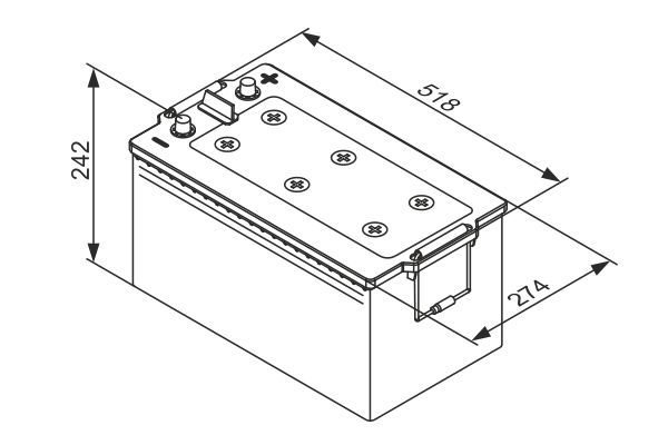Акумуляторна батарея 240A АКБ BOSCH EFB TE ЛІВ [+] 12V 240AH 1200A 518*276*242 (0 092 TE0 888) Bosch фото 9