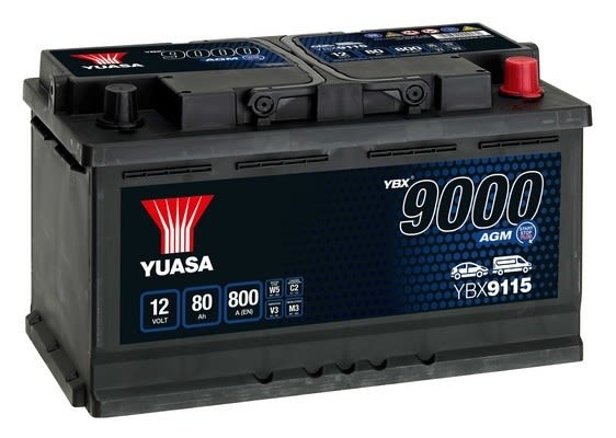 Акумулятор YUASA 12В 80Агод./800А START&STOP AGM, YBX9000 AGM Start Stop Plus (R+ стандартні клеми) 317x175x190 (пусковий/agm) фото 4