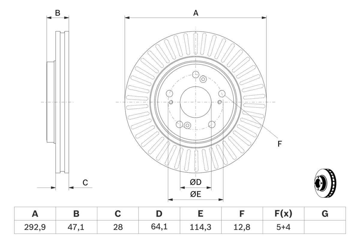 Диск гальмівний ВЕНТИЛ HONDA CR-V III (RE_) 2.0 2006.06- BOSCH (0 986 479 456) Bosch фото 7