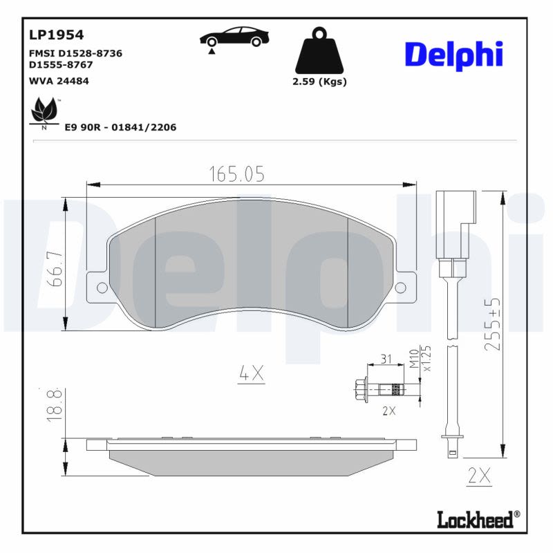 Комплект гальмівних колодок передн , BYD E6, FORD TRANSIT, TRANSIT TOURNEO, VW AMAROK 2.0D-Electric 04.06- фото 7