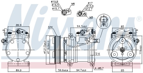 Компресор кондиціонера HYUNDAI I10 (PA) (08-) 1.2 I 16V NISSENS (89294) Nissens фото 12
