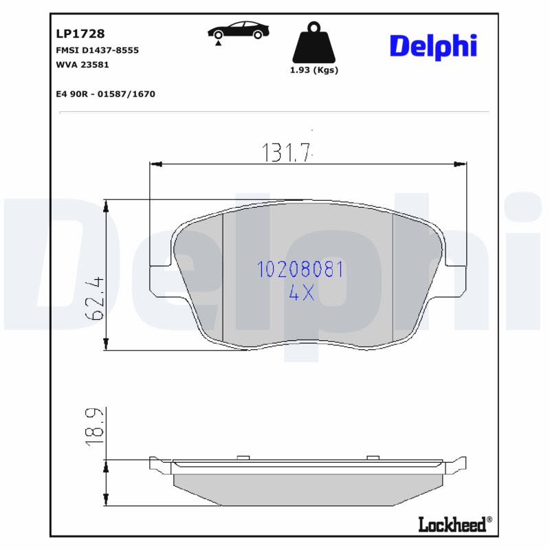 Комплект гальмівних колодок передн , SEAT CORDOBA, IBIZA III, SKODA FABIA I, FABIA I PRAKTIK, FABIA II, ROOMSTER, ROOMSTER PRAKTIK, VW JETTA III, POLO IV 1.0-2.0 08.99- фото 4