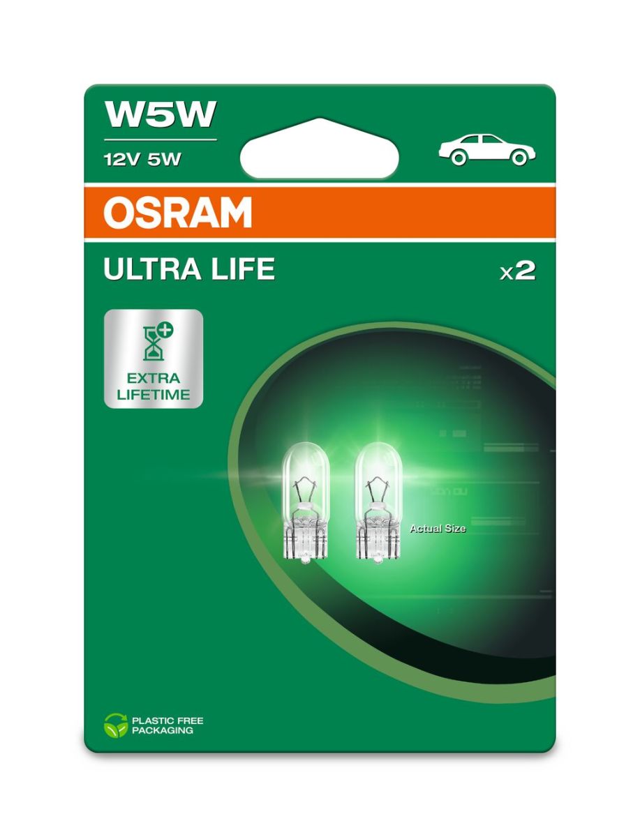 Автолампа 5W W5W 12V W2.1X9.5D / В 4 РАЗИ ЗБІЛЬШЕНО СТРОК СЛУЖБИ У ПОРІВНЯННІ OSRAM (2825ULT-2BL) osram фото 5