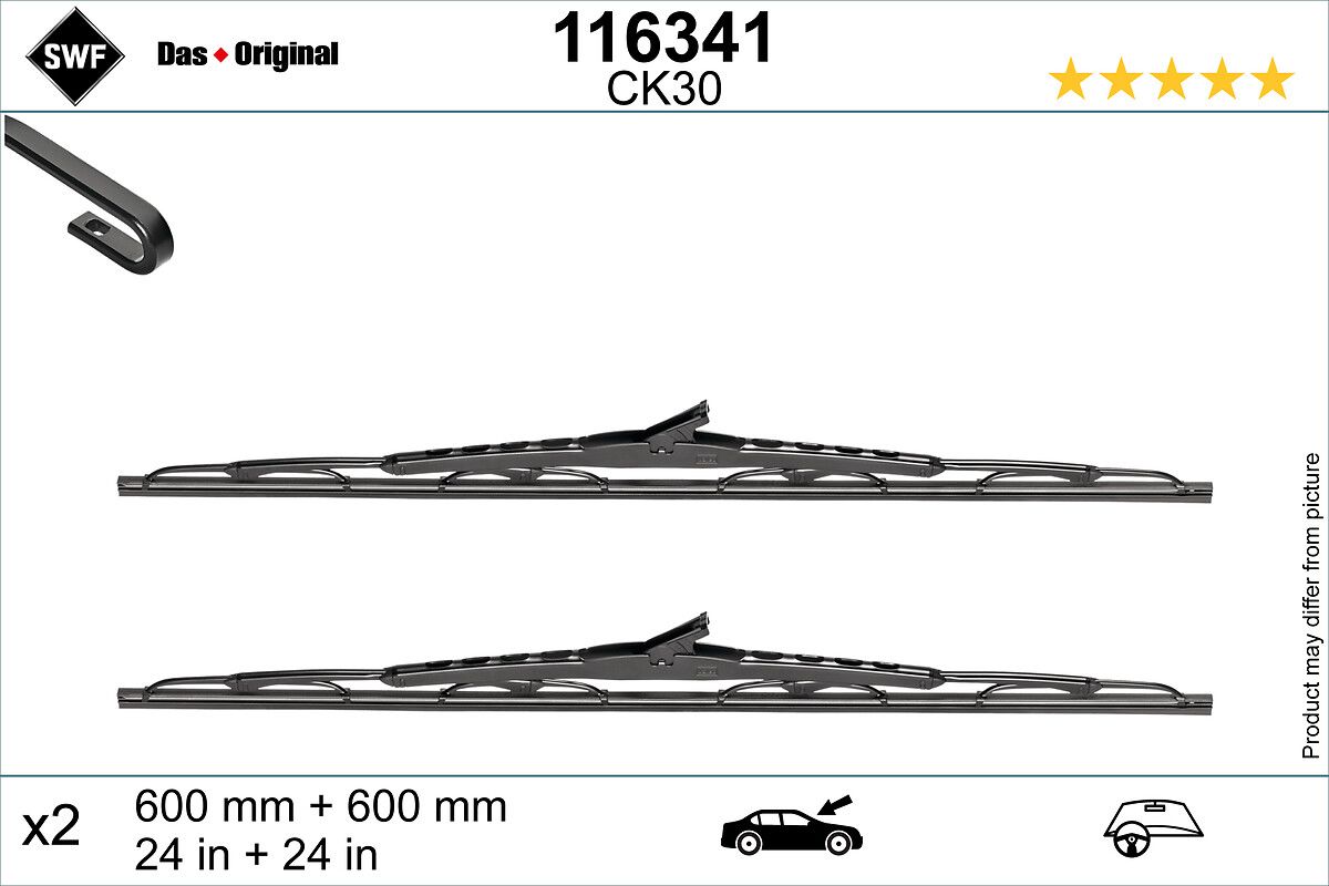 Щітка склоочисника каркасна передн (2шт) Standard 600мм IVECO DAILY III, MERCEDES E (W213), BMW 7 (E38), 7 (E65, E66, E67), NISSAN INTERSTAR, OPEL MOVANO A, RENAULT ESPACE II, MASTER II 01.91- фото 4