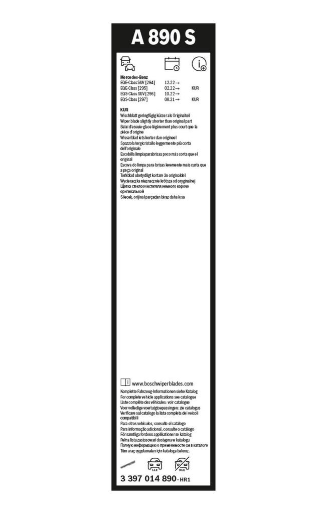 Щітки склоочисника (650/500mm) MB EQE (V295/X294) 22-/EQS (V297/X296) 22- Bosch фото 12