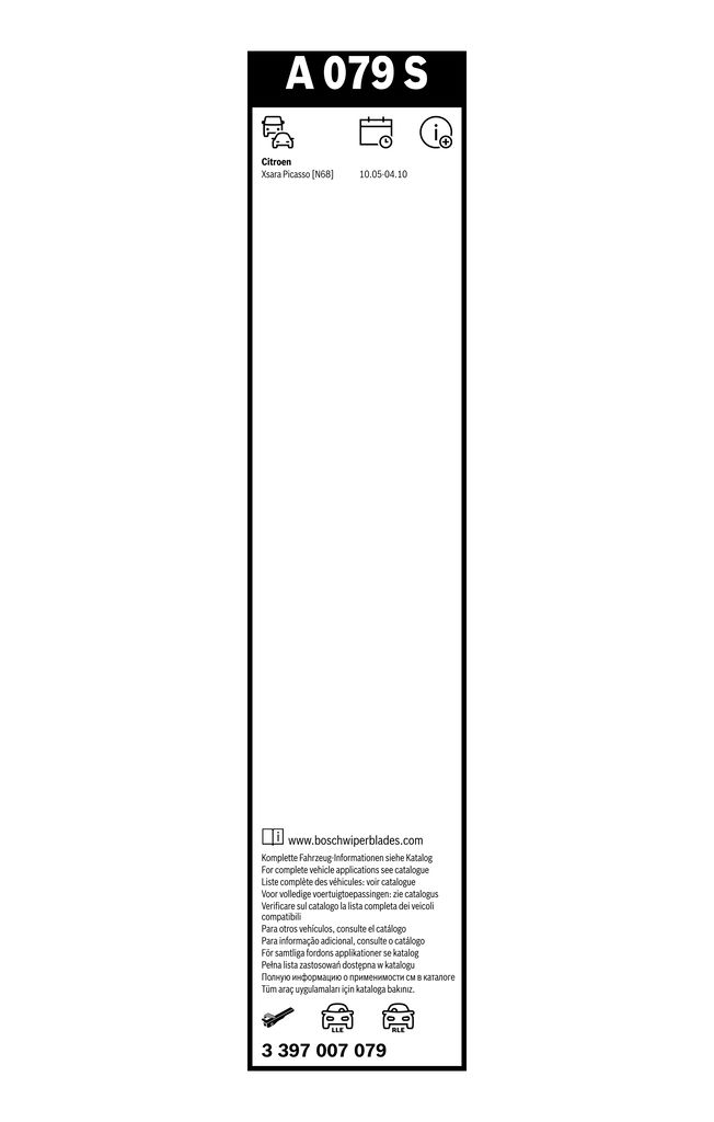 Щітка склоочисника К-Т БЕЗКАРКАСНИЙ AEROTWIN/650/650 ММ/A 079 S/ЛІВИЙ РУЛЬ BOSCH (3 397 007 079) Bosch фото 10