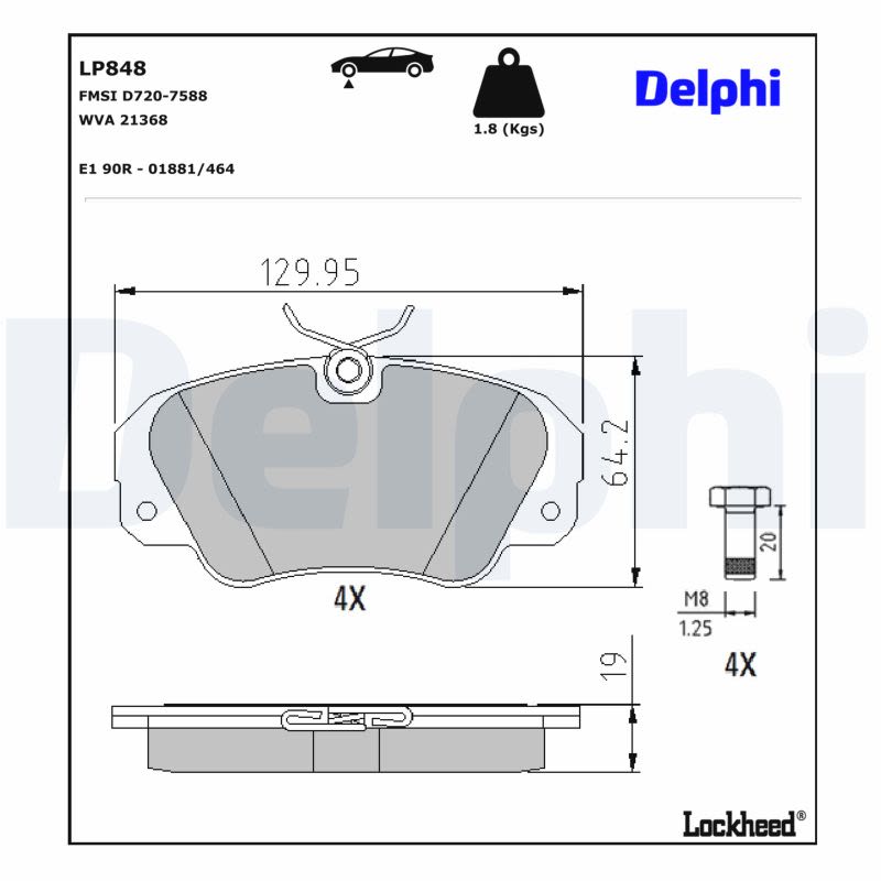 Комплект гальмівних колодок передн , OPEL OMEGA A, OMEGA B, SENATOR B 2.0-3.6 03.87-07.03 фото 2