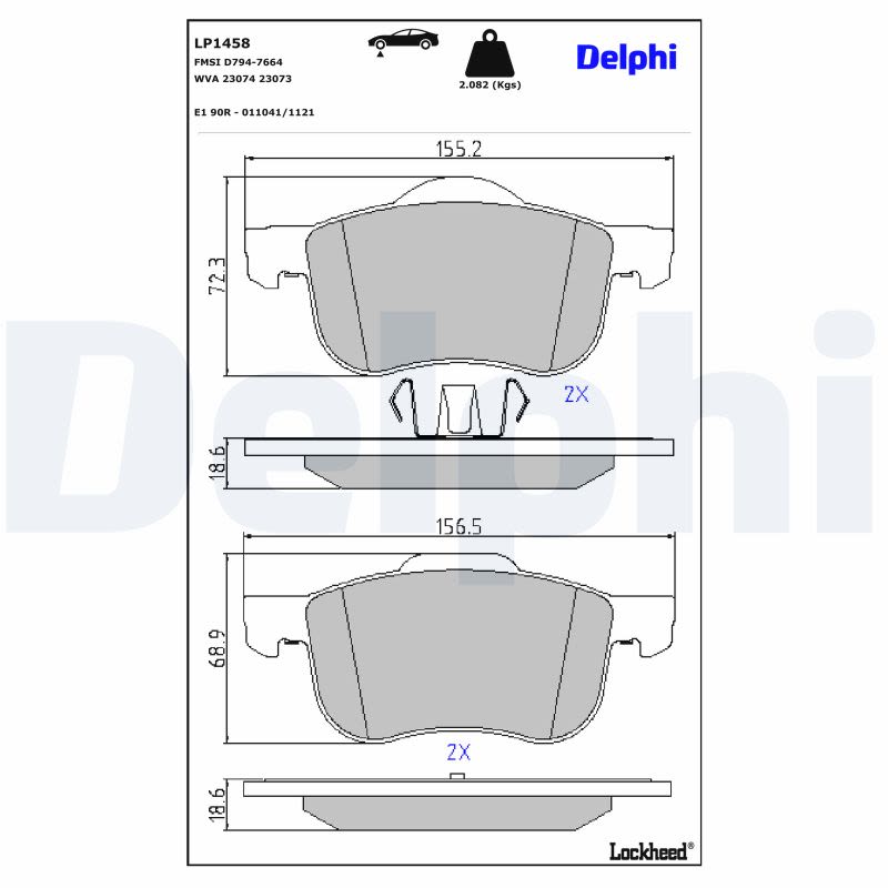 Комплект гальмівних колодок передн , VOLVO S60 I, S70, S80 I, V70 I, V70 II, XC70 I 2.0-3.0 12.95-04.10 фото 4