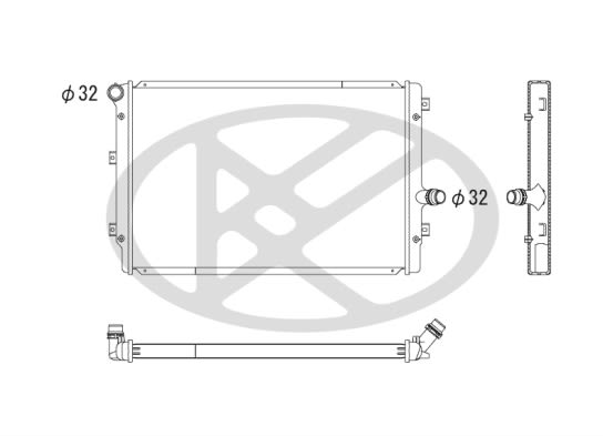 Радіатор двигуна AUDI A3, TT, SEAT ALTEA, ALTEA XL, LEON, TOLEDO III, SKODA OCTAVIA II, SUPERB II, YETI, VW BEETLE, CADDY ALLTRACK IV, CADDY III, CADDY IV, CC B7, EOS 1.2-2.0D 02.03-09.20 фото 3