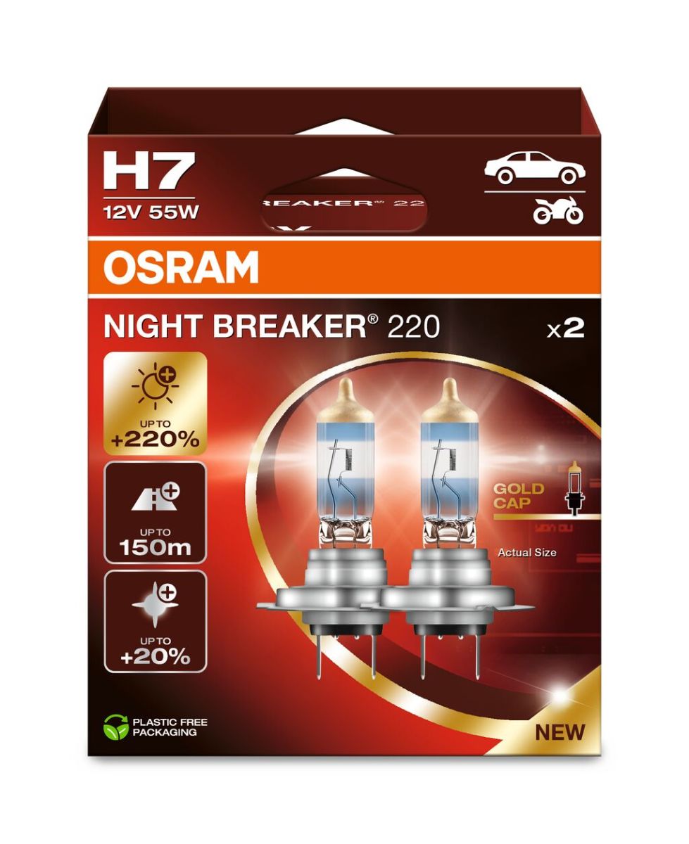 Лампа (Набір 2шт) H7 12В 55Вт PX26D NIGHT BREAKER 220, Білий 3700K фото 3