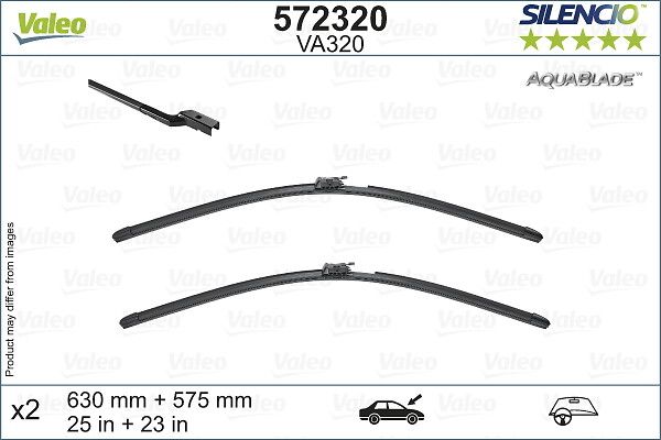 Щітка склоочисника К-Т БАСКАРКАСНИЙ SILENCIO® AQUABLADE / 630/575 MM / VA320 / З ПОД VALEO (572320) Valeo фото 4