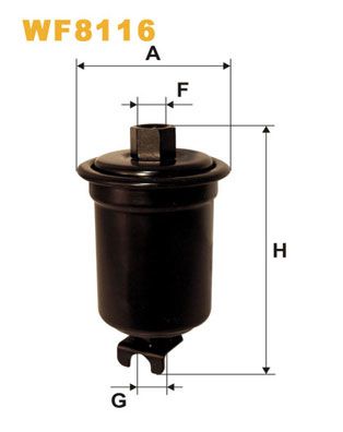 Паливний фільтр DAIHATSU CHARADE III, LEXUS ES, MITSUBISHI COLT IV, ECLIPSE I, GALANT VI, GALANT VII, LANCER V, SPACE, TOYOTA CALDINA, CAMRY, CARINA E VI, CARINA V, CARINA VII 1.0-3.0 08.83-10.03