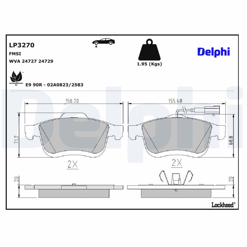 Комплект гальмівних колодок передн , FIAT DOBLO, DOBLO CARGO, LANCIA DELTA III, KAPPA, OPEL COMBO, COMBO TOUR 1.3D-2.0D 06.98- фото 5
