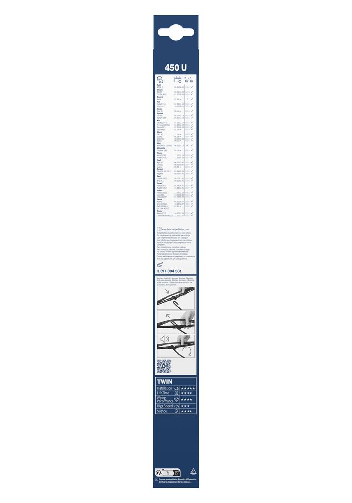 Щітка склоочисника КАРКАСНИЙ TWIN 450 MM/450 U BOSCH (3 397 004 581) Bosch фото 11