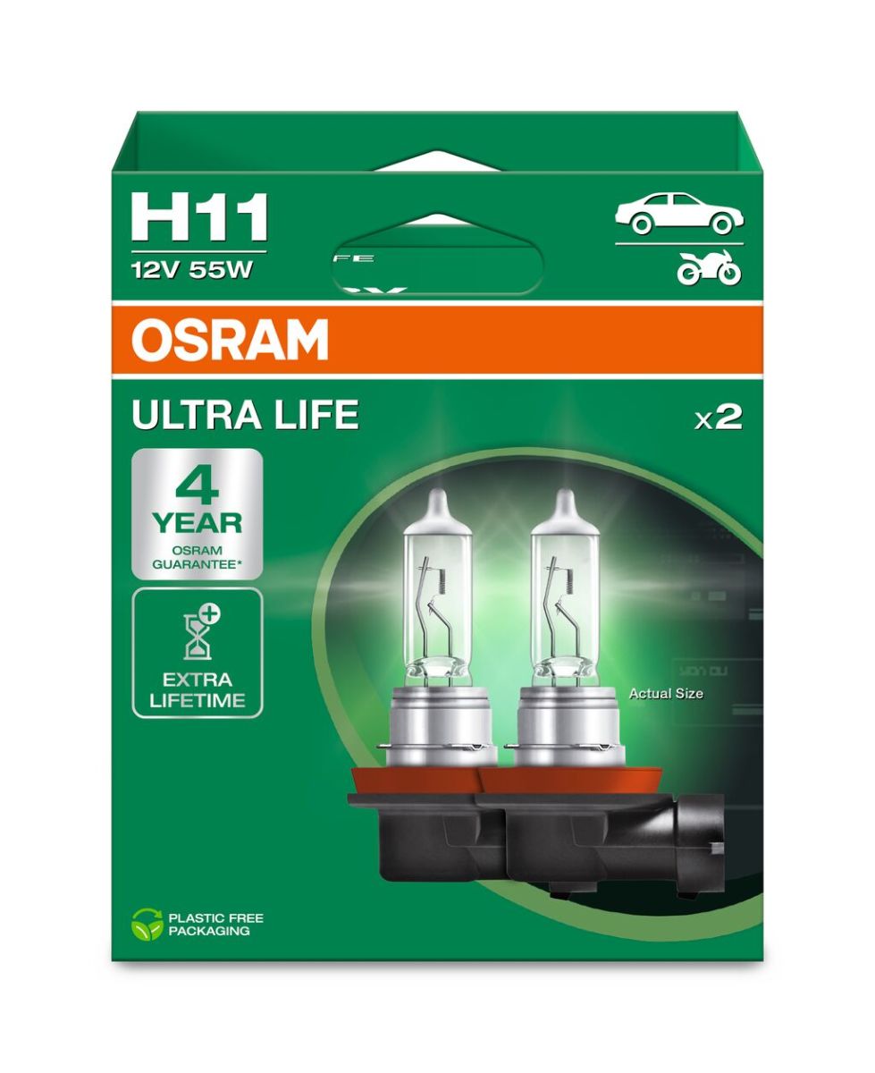 Автолампа галогенова 55W H11 12V 55W PGJ19-2 / ULTRA LIFE - В 4 РАЗИ ЗБІЛЬШЕНО СТРОК СЛУЖБ OSRAM (64211ULT-2HB) osram фото 5