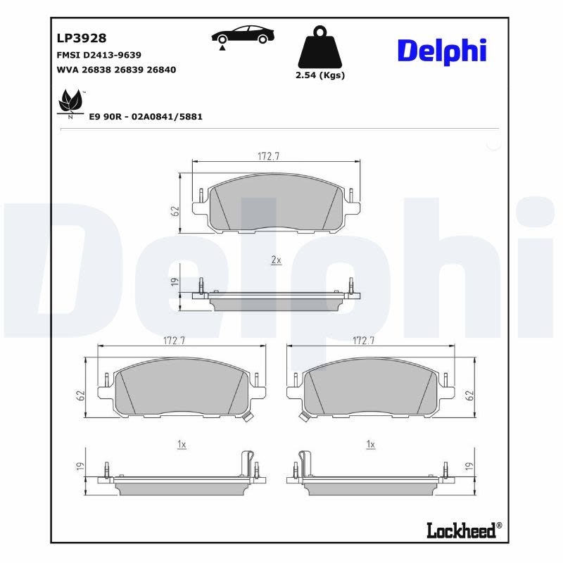 Комплект гальмівних колодок передн , MITSUBISHI OUTLANDER IV, NISSAN ARIYA, QASHQAI III, X-TRAIL IV, RENAULT AUSTRAL, ESPACE VI, RAFALE, SCENIC E-TECH PHASE I 1.2H-Electric 07.20- фото 2
