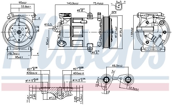 Компресор кондиціонера FORD TRANSIT (TT9) (06-) 2.2 TDCI|CITROEN JUMPER (250) (06-) 2.2 NISSENS (89348) Nissens фото 12
