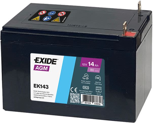 Акумуляторна батарея 14Ah/80A (150x100x100/+L/B0) (Start-Stop AGM/допоміжний) Exide фото 7