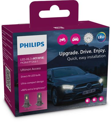 Комплект світлодіодних автоламп H7/H18 LED 12V 16W 6000K PX26D/PY26D-1 / ULTINON ACCESS 2500 / ХО PHILIPS (11972U2500CX) Philips фото 5