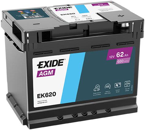 Акумуляторна батарея 62Ah/680A (242x175x190/+R/B13) (Start-Stop AGM) (аналог EK600) Exide фото 7