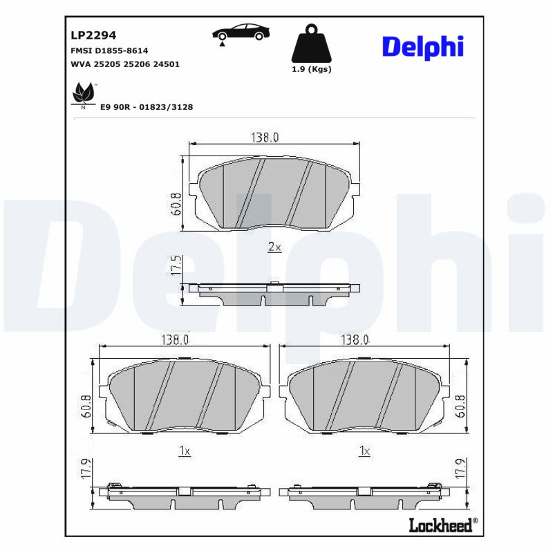 Комплект гальмівних колодок передн , HYUNDAI I40 I, I40 I CW, KONA, TUCSON, KIA CADENZA I, CARENS III, CEED, NIRO I, OPTIMA, PROCEED, SELTOS, SOUL II, SPORTAGE III 1.0-Electric 09.06- фото 4