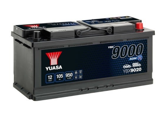Акумулятор YUASA 12В 105Агод./950А START&STOP AGM, YBX9000 AGM Start Stop Plus (R+ стандартні клеми) 393x175x190 (пусковий/agm) фото 4