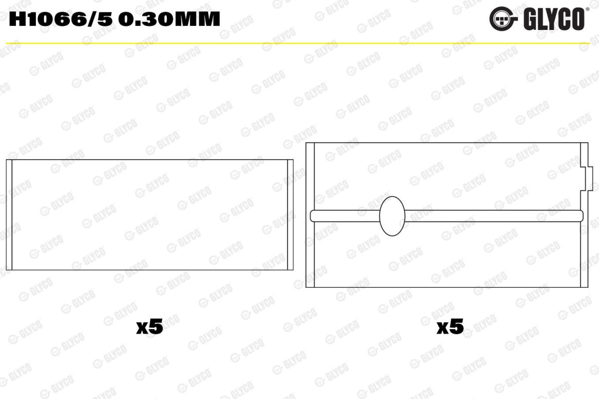 Вкладиші PSA/FORD 1.4/1.6 HDI DV4TD/8HX/DV4TED4(8HY)/DV6TED4/9HY/DV6C GLYCO (H1066/5 0.30MM) Glyco фото 4