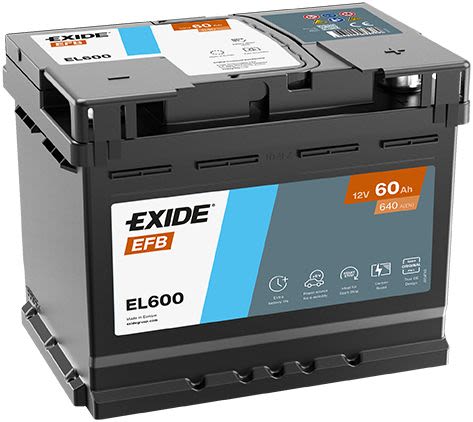 Акумуляторна батарея 60Ah/640A (242x175x190/+R/B13) (Start-Stop EFB) Exide фото 7