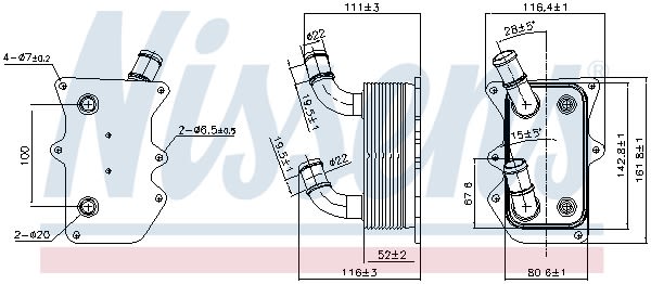 Радіатор масляний HYUNDAI GRANDEUR V (HG) (11-) 2.2 D|HYUNDAI IX35 (LM) (09-) 2.0 C NISSENS (90919) Nissens фото 9
