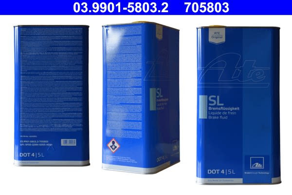 Гальмівна рідина DOT4 (5L) [сухість: 260°C, вологість: 165°C, в'язкість: 1400мм²/с] SAE J1703, ISO/DIN 4925 klasa 4,FMVSS 116 DOT4, - заміна на один рік SL фото 2