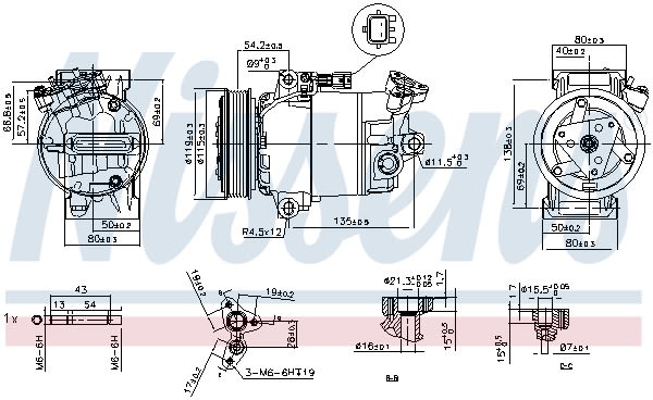 Компресор кондиціонера NISSAN QASHQAI (J10) (07-) 2.0 I 16V|RENAULT CLIO III (05-) 2.0 I NISSENS (89608) Nissens фото 12