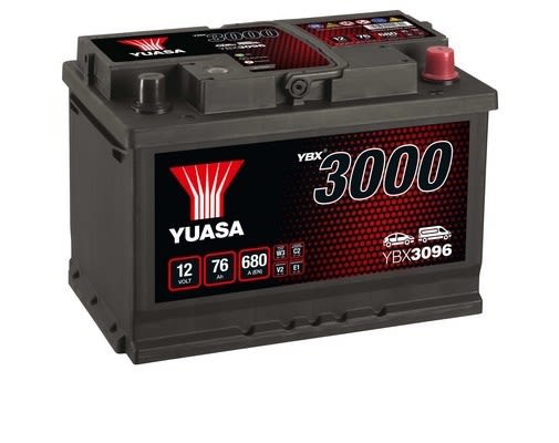 Акумулятор YUASA 12В 76Агод./680А YBX3000 SMF (R+ стандартні клеми) 278x175x190 (пусковий) фото 4