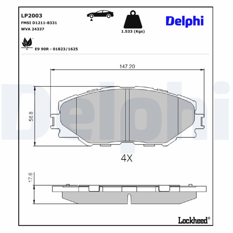 Комплект гальмівних колодок передн , LEXUS HS, TOYOTA AURIS, COROLLA, MARK X ZIO I, MATRIX, MIRAI, NOAH/VOXY, PRIUS PLUS, RAV 4 III, RAV 4 IV, URBAN CRUISER, VERSO S 1.33-Electric 11.05- фото 5