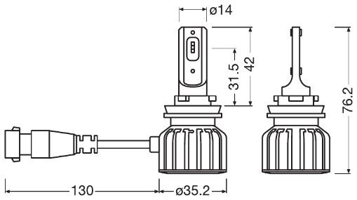 Комплект світлодіодних автоламп HB4/HIR2 LED 12V 19W 6000K P22D/PX22D / LEDRIVING® HL BRIGHT / CO OSRAM (9006DWBRT-2HFB) osram фото 6