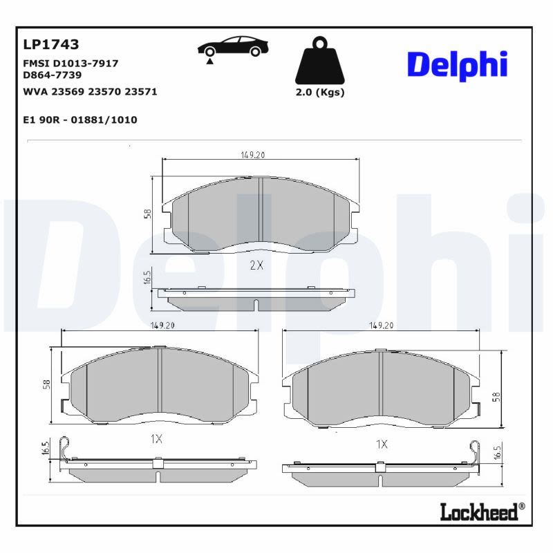 Комплект гальмівних колодок передн , DAEWOO REXTON, HYUNDAI H-1, H-1 / STAREX, H-1 CARGO, HIGHWAY, SANTA FÉ I, TERRACAN, TRAJET, XG, LADA NIVA TRAVEL, SSANGYONG ACTYON I 1.5-3.5 06.97- фото 4