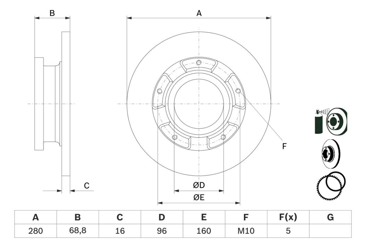 Диск гальмівний З ABS З ABS FORD TRANSIT ФУРГОН (FA_ _) 2.2 2006.04-2014.12 BOSCH (0 986 479 401) Bosch фото 8