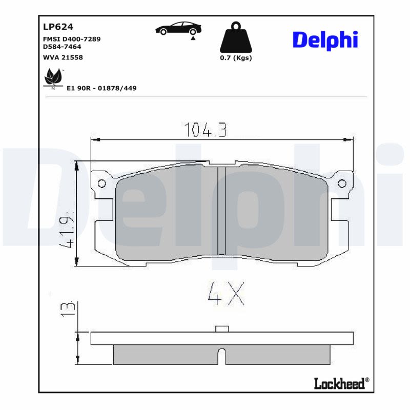 Комплект гальмівних колодок задн , FORD USA PROBE I, MAZDA 626 III, RX-7 I 1.1-3.0 03.84-09.97