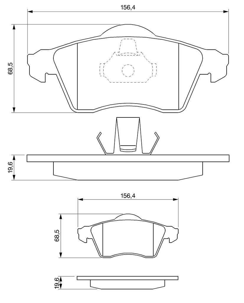 Колодки гальмівні дискові VW TRANSPORTER T4 ФУРГОН (70A, 70H, 7DA, 7DH) 1.9 1990.07-2003.04 BOSCH (0 986 494 008) Bosch фото 7