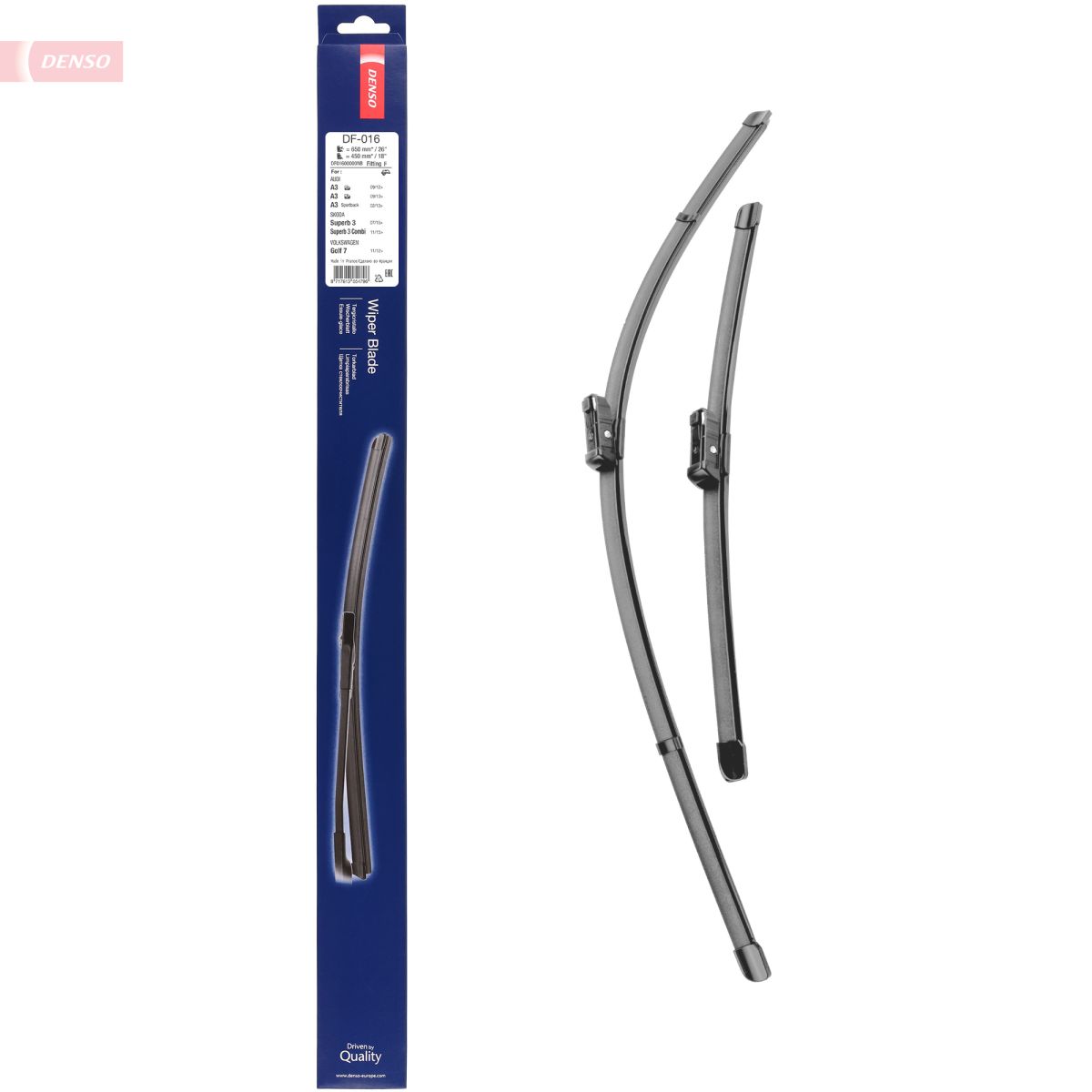 Щітка склоочисника К-Т БЕЗКАРКАСНИЙ 650/450 MM / LHD / AUDI A3 (12-), VW GOLF VII (1 DENSO (DF-016) Denso фото 7