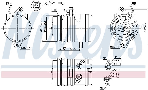 Компресор кондиціонера DAEWOO MATIZ (98-) 0.8 (+) NISSENS (89275) Nissens фото 11