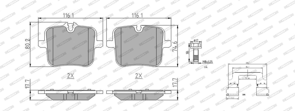 Комплект гальмівних колодок задн , BMW 4 (G22, G82), 5 (G30, F90), 7 (G11, G12), 8 (G14, F91), 8 (G15, F92), 8 GRAN COUPE (G16, F93), X5 (G05), X5 (G05, F95), X6 (G06, F96) 2.0D-6.75 12.16- фото 4