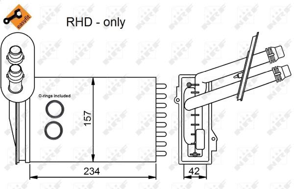 Радіатор пічки Audi A3 1.8-1.9 96-03/Skoda Octavia 1.6-2.0 96-10/Golf 1.6-2.8 93-05 NRF фото 11