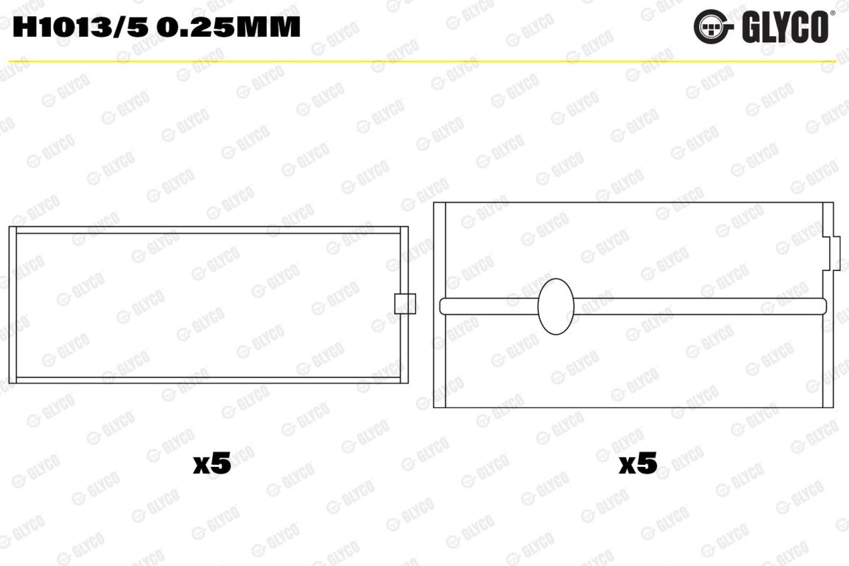 Вкладиші NISSAN/OPEL/RENAULT G9U720/724/730/750/754 G8T706/714/716/740/752 GLYCO (H1013/5 0.25MM) Glyco фото 4