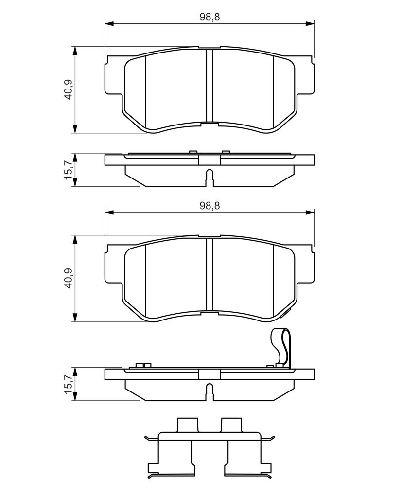 Комплект гальмівних колодок задн , HYUNDAI ELANTRA IV, GETZ, GRANDEUR, HIGHWAY, MATRIX, SANTA FÉ I, SANTA FÉ II, SONATA IV, SONATA V, TRAJET, TUCSON, XG, KIA MAGENTIS I 1.1-3.8 03.98- фото 7